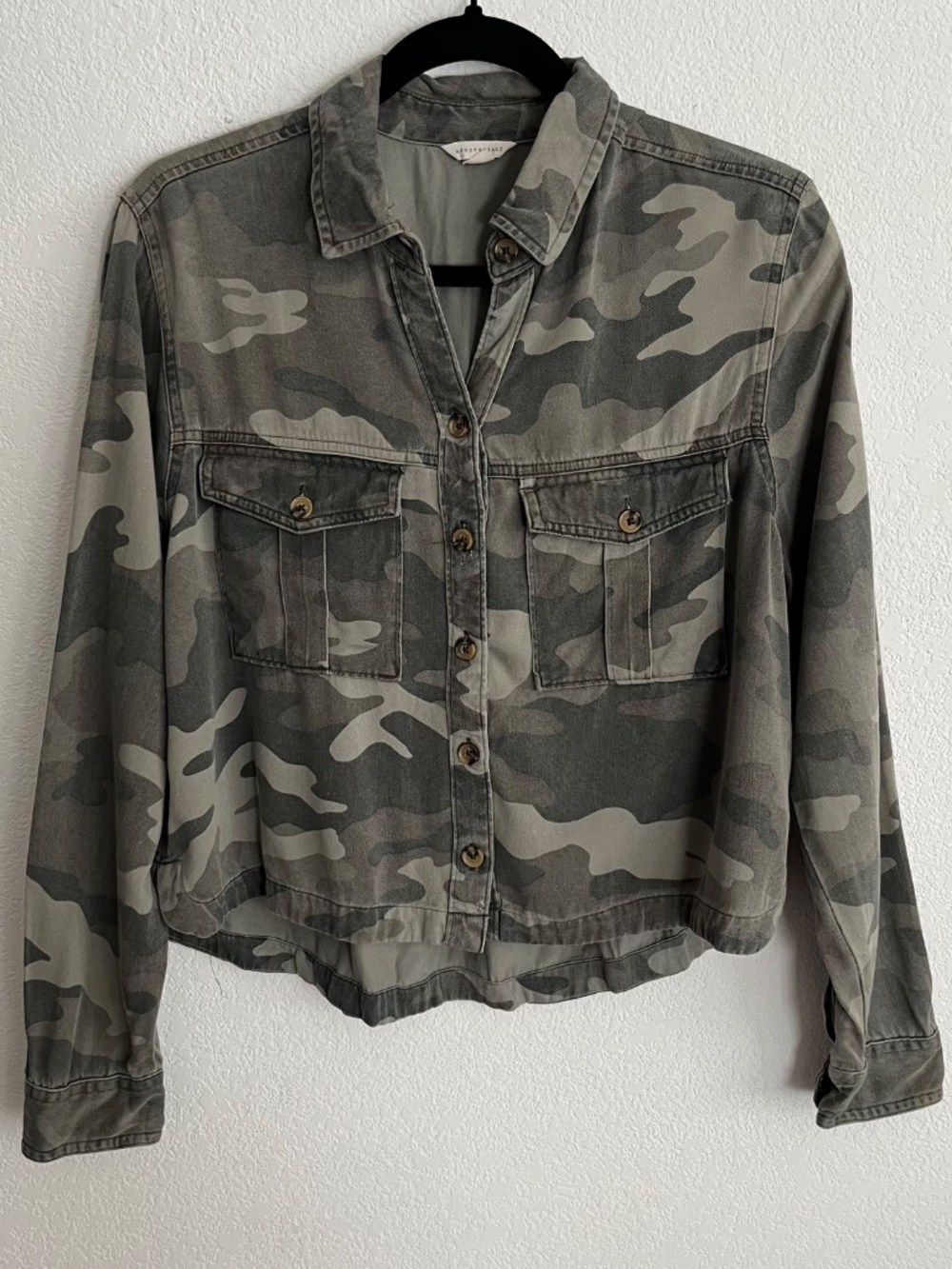 Aeropostale Camo Print Button Up Blouse